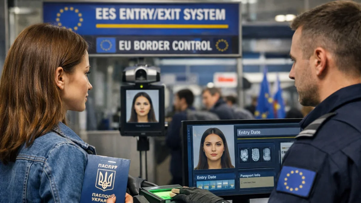 Система EES Entry/Exit System під час перевірки українки на кордоні ЄС