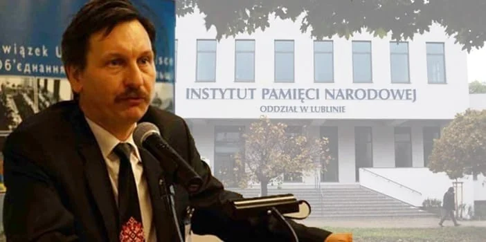 Пшемислав Чарнек виступає щодо резолюції про Волинську трагедію біля IPN у Любліні