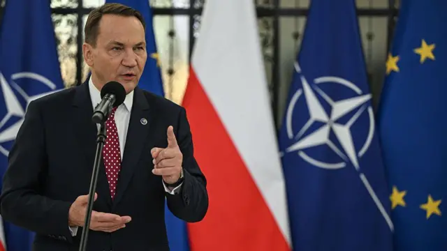 Польський лідер виступає щодо загрози Росії на тлі прапорів НАТО та Польщі