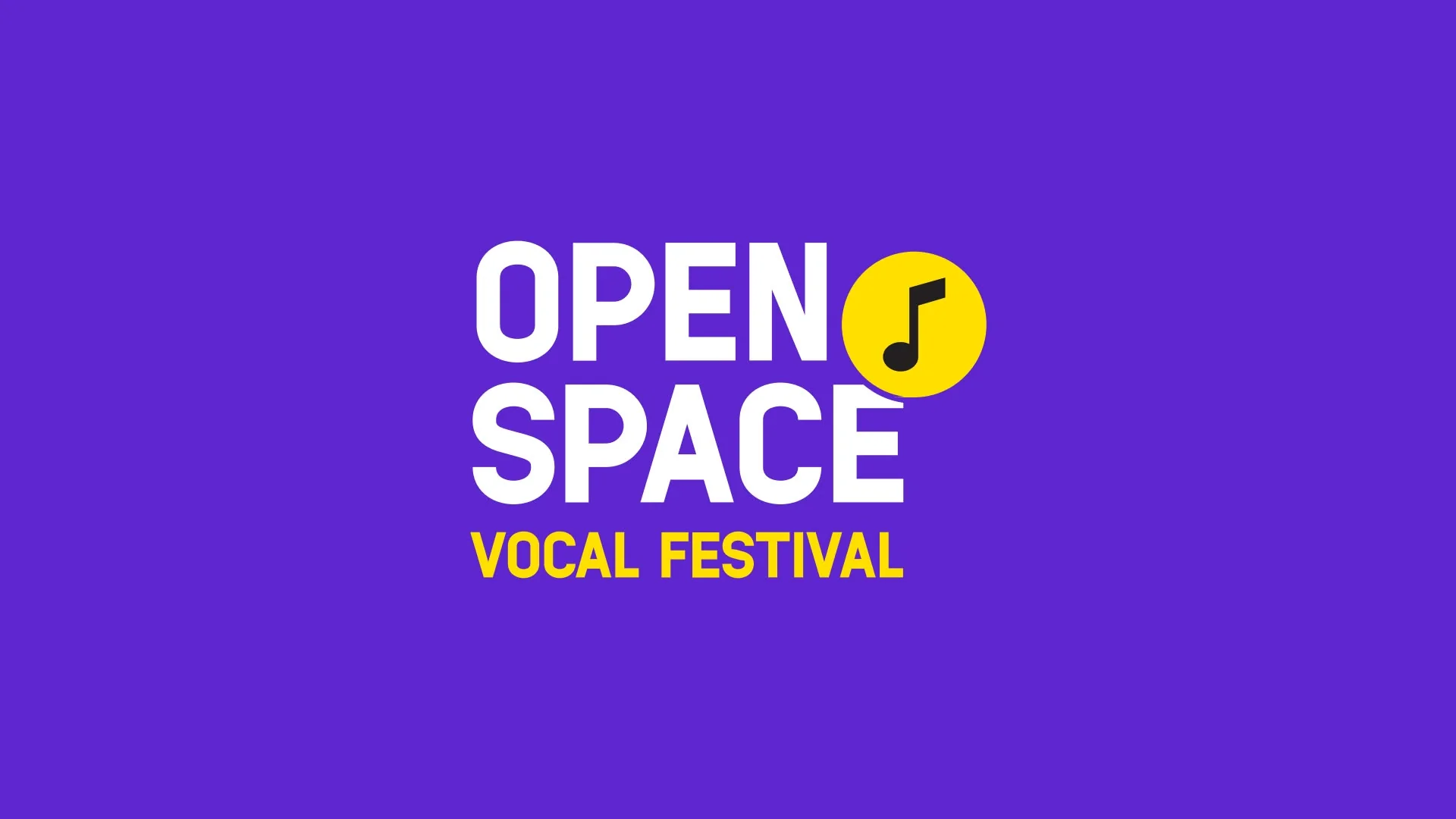 Фіолетовий логотип OPEN SPACE VOCAL FESTIVAL з жовтою нотою